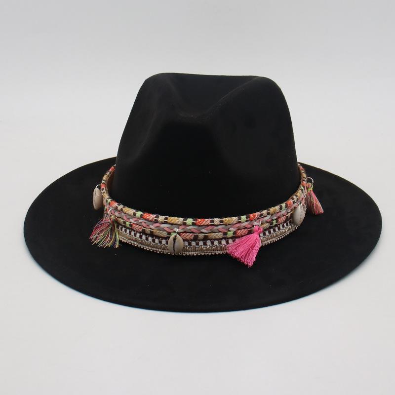 Premium Ethnic Style Fringed Accessories Cross-Border Amazon Cowboy Hat Suede Western Prairie Top Hat Jazz Hat