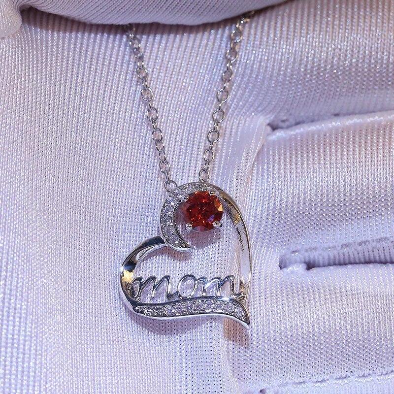 Silvery Color Mother Day Necklace For Women Mother Trendy Heart Shaped MOM Choker Chain Necklaces Charm Party Jewelry Gifts