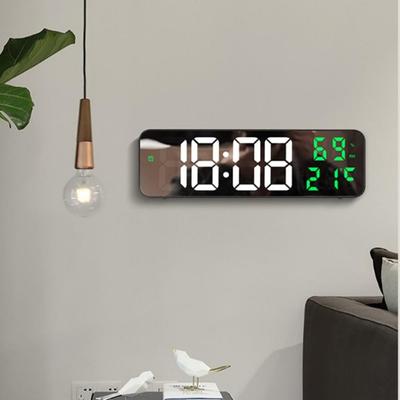Large Digital Wall Clock Temperature and Humidity Display Night Mode Table Alarm Clock 12/24H Electronic LED Clock