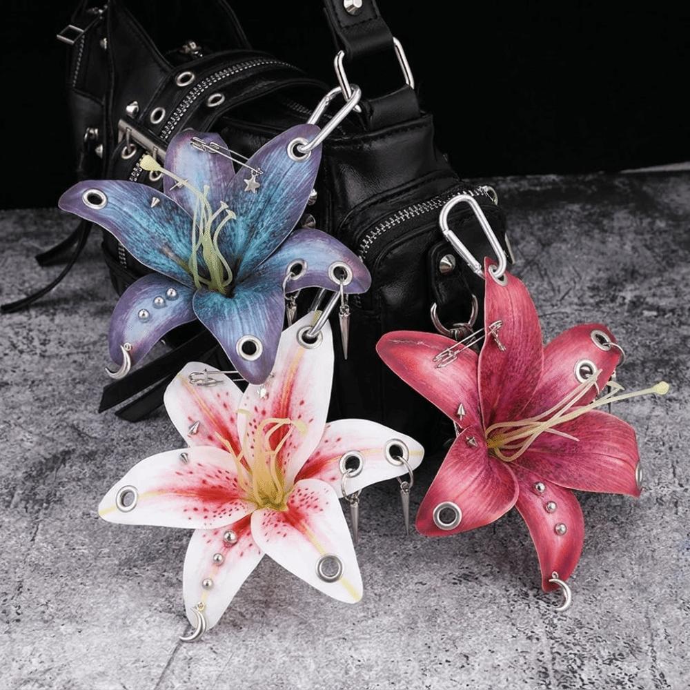 Backpack Decoration Orchid Lily Keychain Simulation Flower Backpack Hangings Decor Gifts