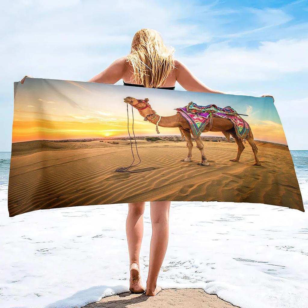 Wüstensand Kamelprint Strandtuch Weich Schnelltrocknend Badetuch Sport Reisen Camping Schwimmbad Handtücher Mikrofaser Bikini-Abdeckung