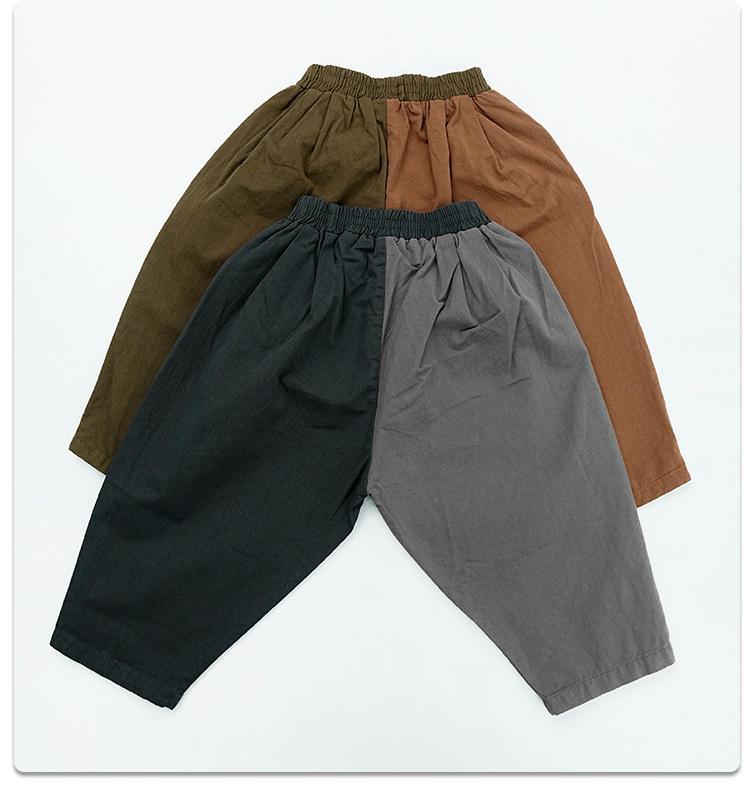 Kinder Baumwoll-Leinen Karottenhose: Frühling & Herbst Koreanischer Stil, Farbblockierte Freizeitkleidung für Kleinkinder & Kinder