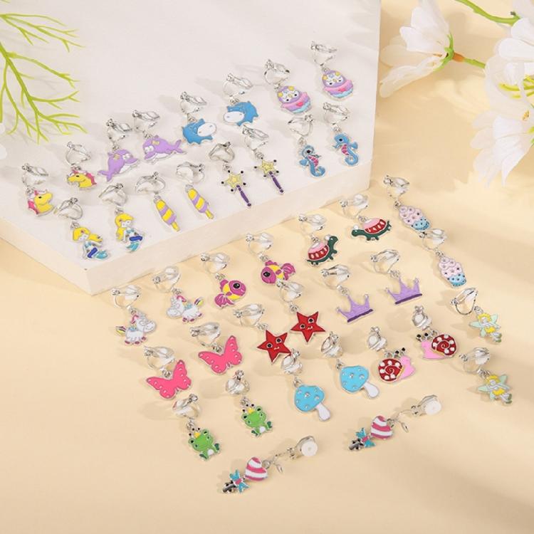 Pairs of 20 Earrings for Girls Star Plant Shape Non-pierced Earring for Teen
