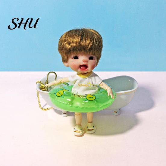 Dollhouse Miniature 2Pcs Swim Ring Realistic Good Sealing PVC Cute Ornaments Mini Doll Swimming Ornament for Gift DIY Materials