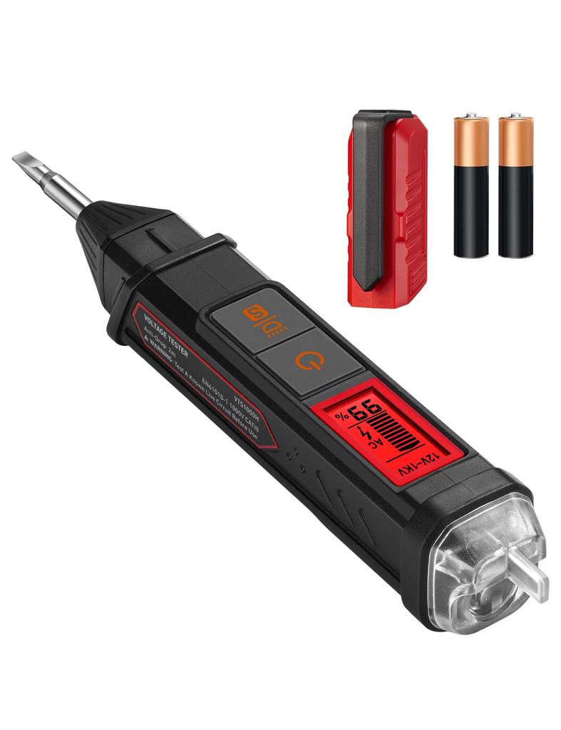 AstroAI VTS1000H Voltage Voltage AC Dual Continuity Wiring Breakpoint Audio LCD Percentage Red Tester, Pen-Type Non-Contact Tester, 12V/70V-1000V