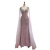 Gray flying sleeves beads luxury high-end elegant temperament annual meeting host dress skirt female LA11119