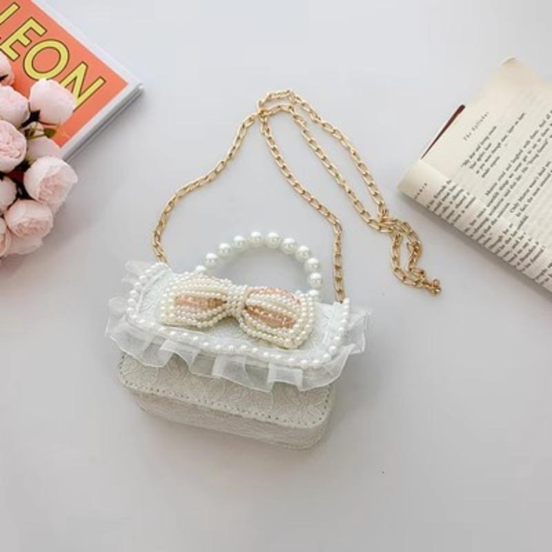 New Lace Pearl Bow Small Square Bag Travel Lipstick Crossbody Bag Small Bag Bolsos De Mujer Lujo 2025 Drop Shipping