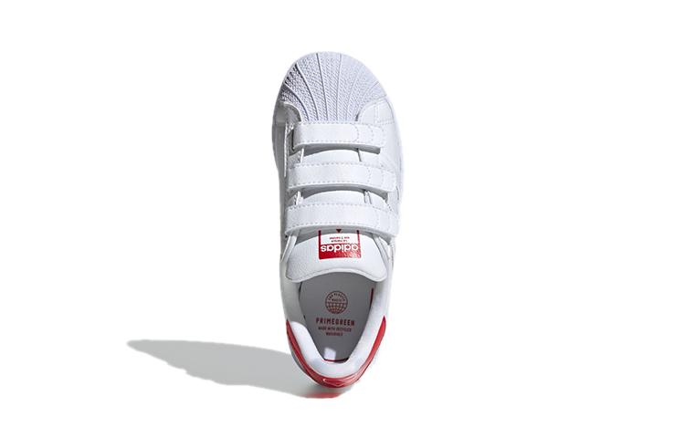 adidas Originals SUPERSTAR CF C Lace Up Breathable Low Top Kids' Skateboarding Shoes White Red FX7170