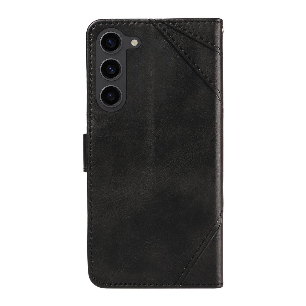 For Samsung Galaxy S23 Case Geometric Line Leather Phone Cover Card Holder Magnetic Clasp