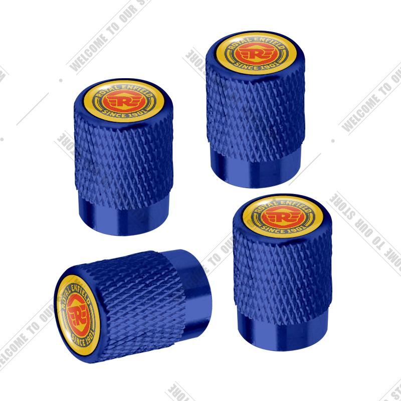 Motorcycle CNC Aluminum For Royal Enfield Bullet/Meteor/Classic 350 500 650 400 Emblem 4pcs Tire Valve Air Port Stem Cover Caps