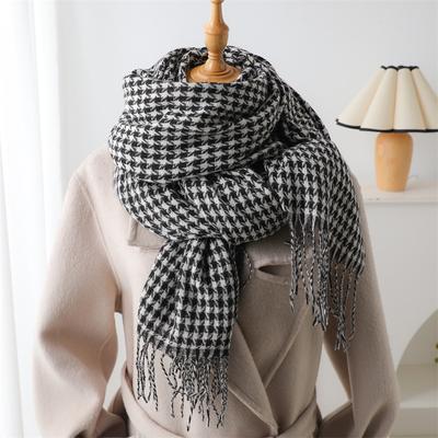 Sciarpa in cashmere imitazione griglia retrò Thousand Birds Sciarpa lunga e calda Scialle spesso da donna Popolare Versatile