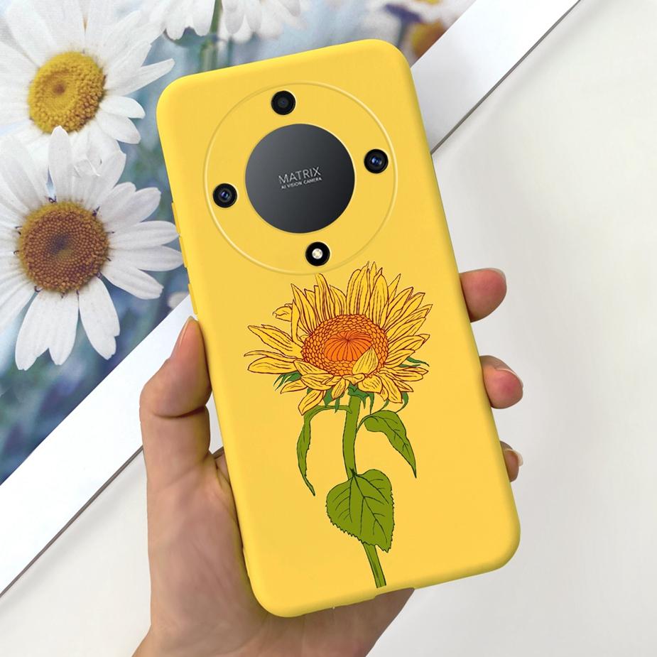 Für Honor Magic6 Lite Hülle Honor X9b Hübsche Mädchen Sonnenblumen Hülle Weiche Silikon Handyhülle Für Honor Magic6 Lite HonorX9b Bumper