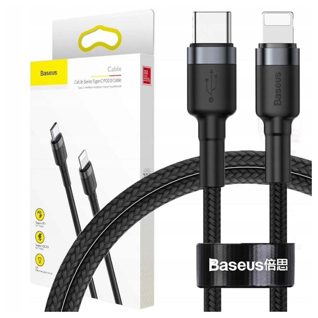 Kabel Usb-C Do Lightning Pd Baseus Cafule, 18W, 1M (Czarno-Szary)