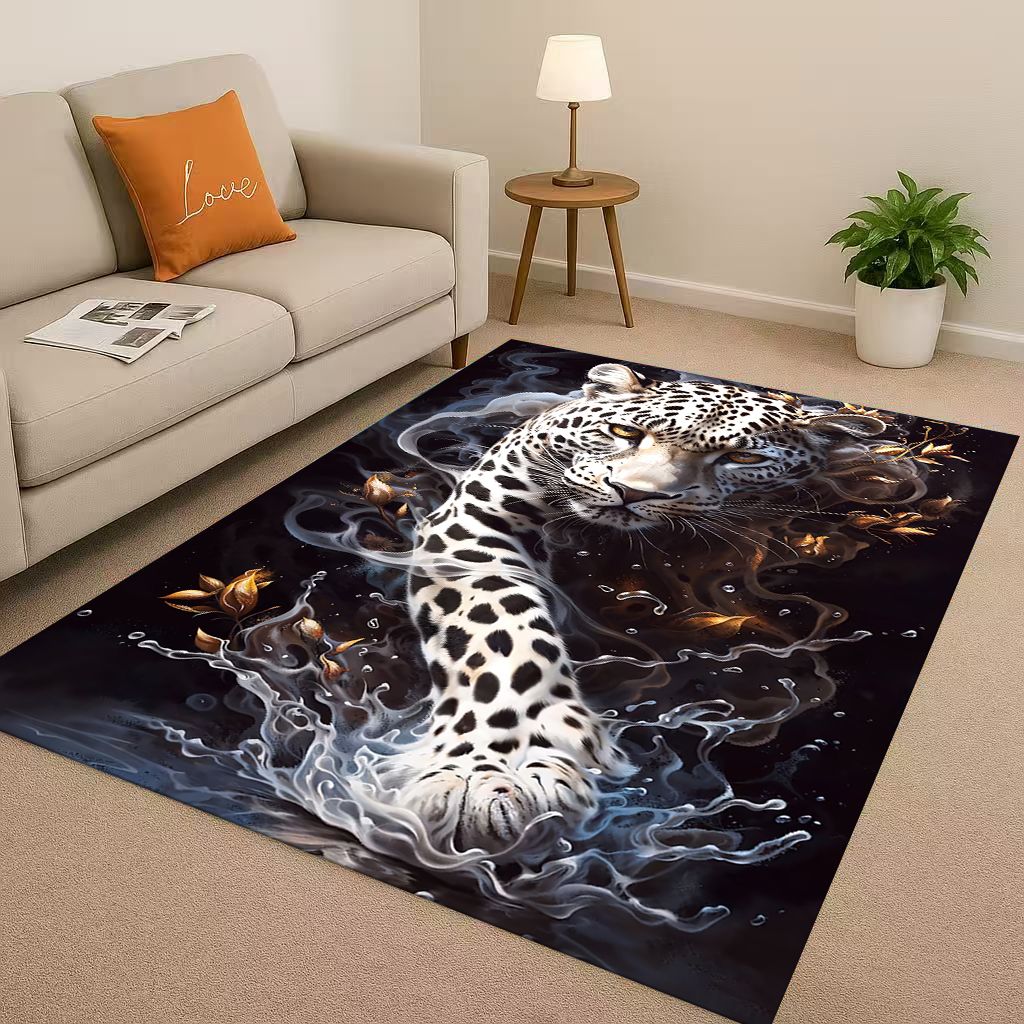 3D Cheetah Leopard Beast Living Room Non Slip Area Rug Soft Carpet for Bedroom Playroom and Sofa ,Easy Clean Home Decor Doormat