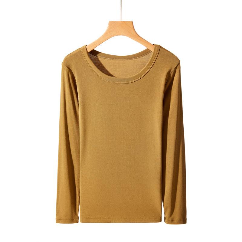 Женские весенне-осенние новые высококачественные нижние рубашки пижамы футболки с длинным рукавом топы блузки женская модная одежда OneSize темные хаки 1699₽
