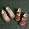 The First Layer of Cowhide Autumn Handmade Casual Shoes Retro Round Head Lace-up Soft Leather Soft Sole Flat Heel Single Shoes Women's Shoes