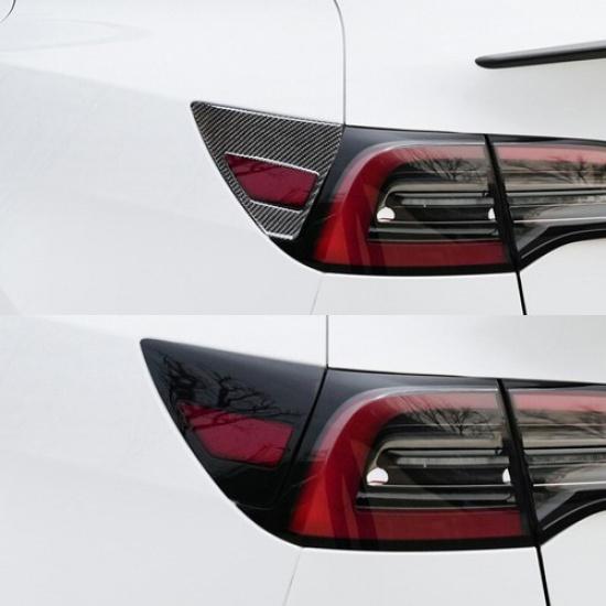 Luxury Carbon Fiber Car Rear Tail Charging Port Sticker For Tesla Model 3 Y 21