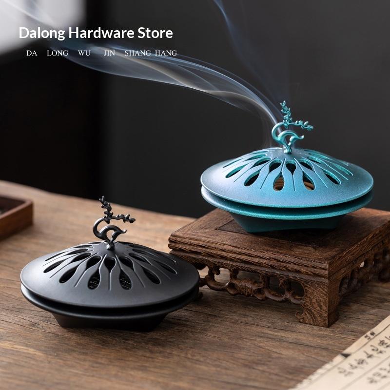 Retro Zinc Alloy Backflow Incense Holder Hollow Aromatherapy Censer for Yoga Home Decoration