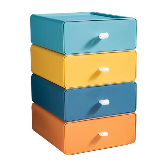 Storage Box Pull-out Design Save Space High Capacity Pure Color Superimposed Solid Storage Cosmetic Little Knob Rectangle Shape Storage