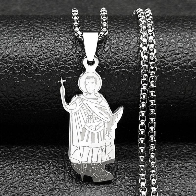 Archangel St. Expedite Saint Pendant Necklace for Women Men Stainless Steel Gold Color Religion Holy Christian Chain Jewelry