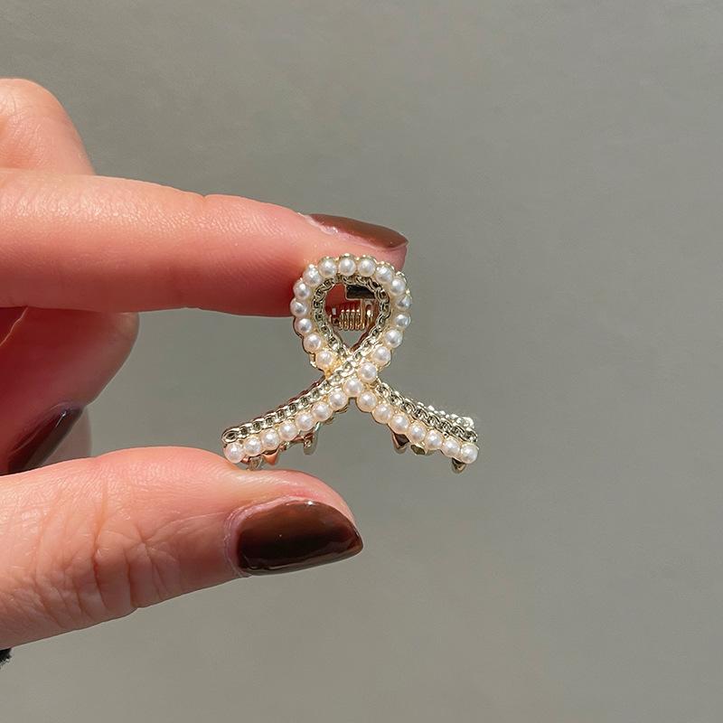 Pearl Rhinaute Small Hair Clip Female Net Celebrity Delicate High Ponytail Clip Korean Advanced Side Broken Hair Clip Headwear