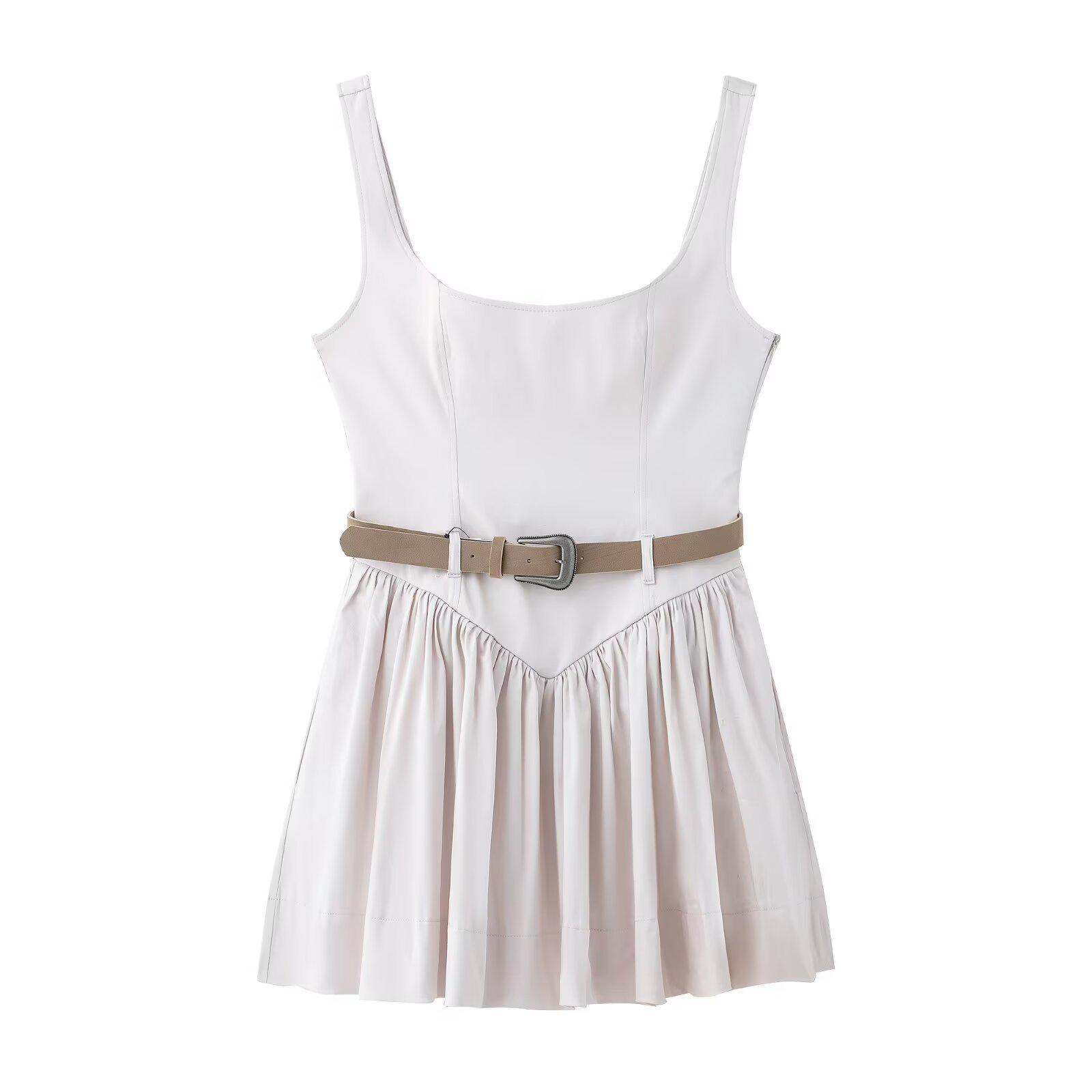 

2025 Spring/Summer Women s Slim Belted Sleeveless Dress: Elegant & Sexy Style S слоновая кость
