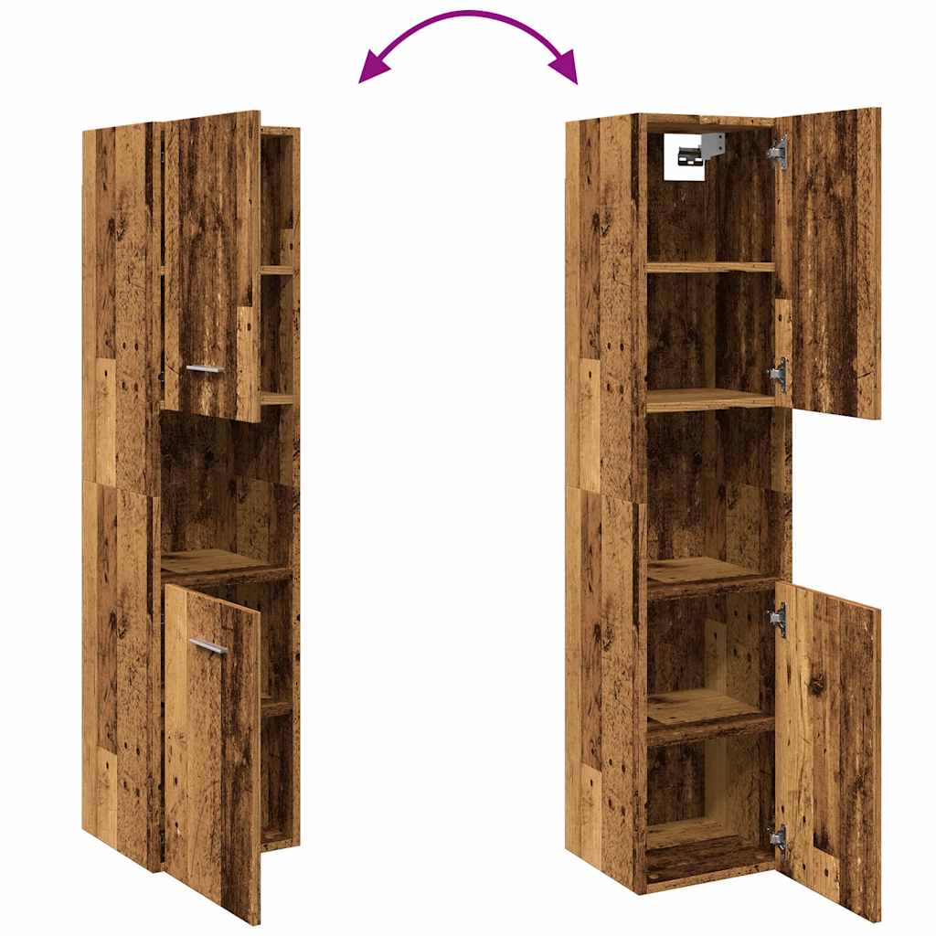 Vidaxl Wall-Mounted Bathroom Cabinet, Old Wood, 30X30X130 Cm