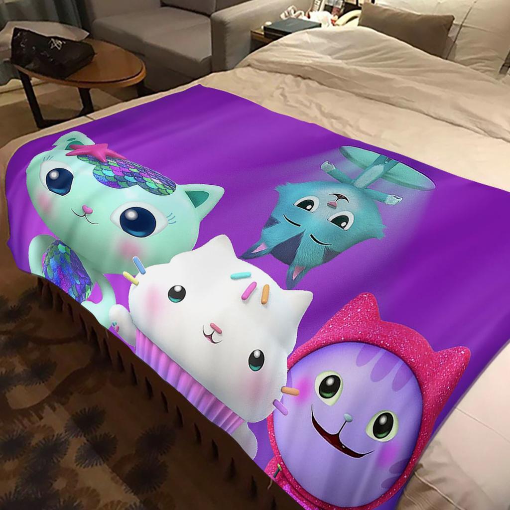 Cheap Gabbys Dollhouse Cartoon Blanket Flannel Throw Blanket for Kids