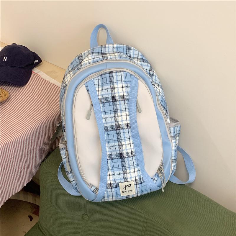 Schoolbag Korean version of niche fashion plaid trend girl backpack commuting leisure student travel large capacity lightweight backpack