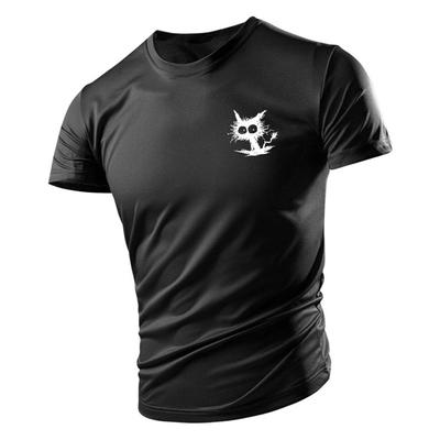 Summer Outdoor Street Style 2d Kitten Print Top New Men'S Round Neck Short Sleeve T-Shirt Comfortable Breathable Quick Dry Top