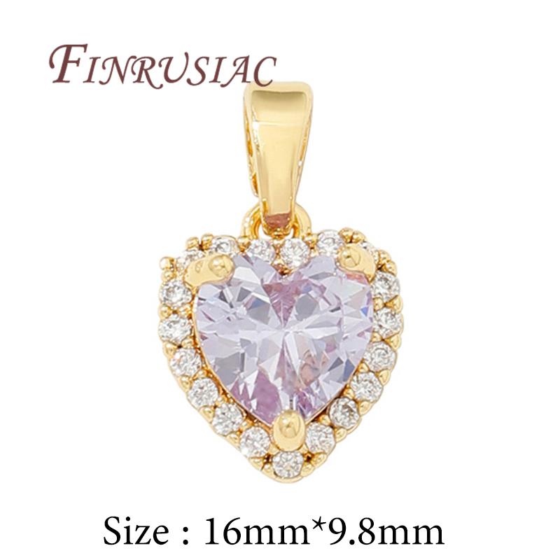 Fancy Charms For Jewelry 18K Real Gold Plated Heart Pendant Crystal Pendants For Necklace Supplies For Jewelry DIY Accessories
