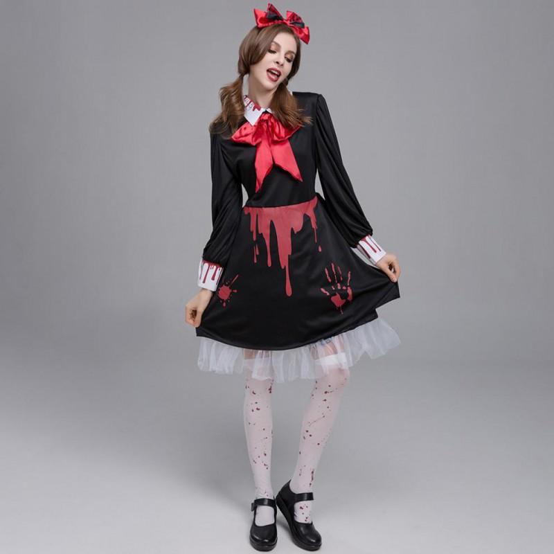 Halloween Horror Maid Costume Bloody Zombie Vampire Dress Cosplay Party Outfit Women 2025