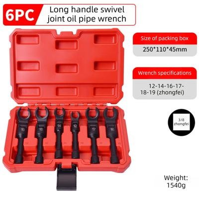 High-Quality Rotatable Tubing Wrench 6 Pcs Set Universal Head Brake Hydraulic Wrench Ratchet Mechanism Open Tubing Design