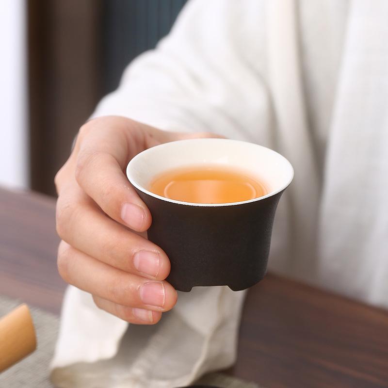 Black Pottery Travel Kung Fu Tea Set Outdoor Portable Ceramic Beam Pot Kuaike Cup Business Gift