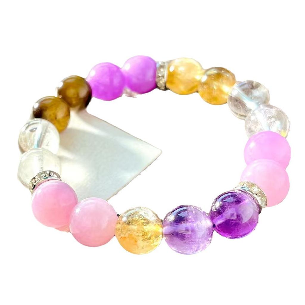 High Quality Autumn And Winter Natural Gold Tiger'S Eye Stone White Crystal Citrine Amethyst Bracelet Bracelet.