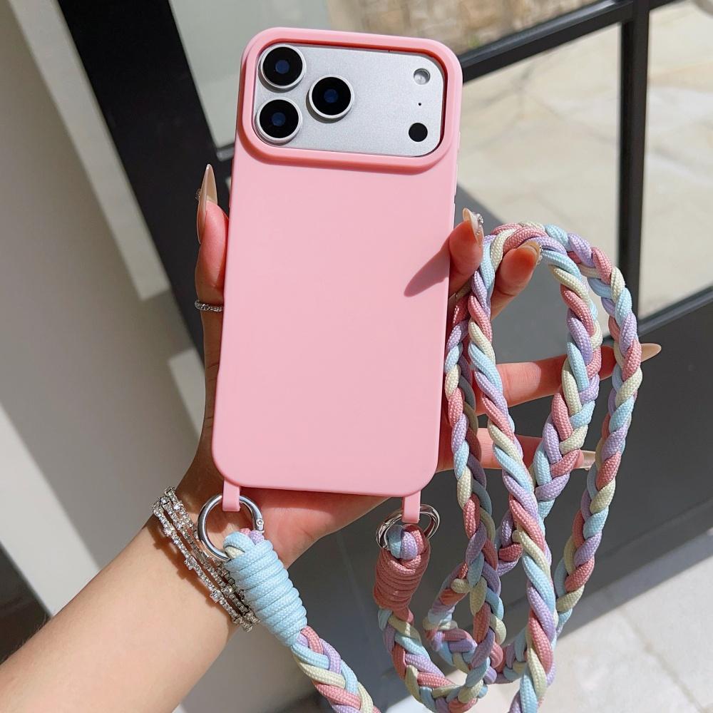 Candy Silicone with Colored Crossbody Lanyard Phone Case for iPhone Air 17 16 15 14 13 12 11 Pro Max Plus 16e Strap Protect Case