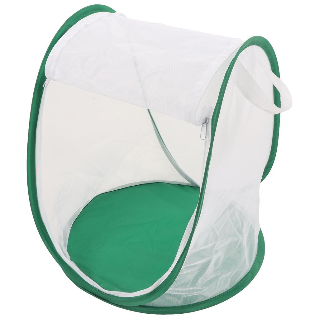 Large Green Insect Mesh Cage Butterfly Habitat Foldable with Handle for Insect Observation Feeding