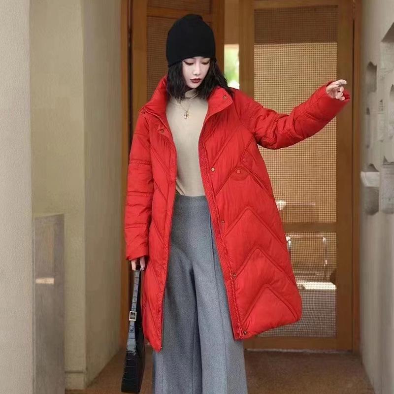 Medium and long down jacket women's clothing 2024 winter new explosion large size thin fashion high-end white duck down jacket