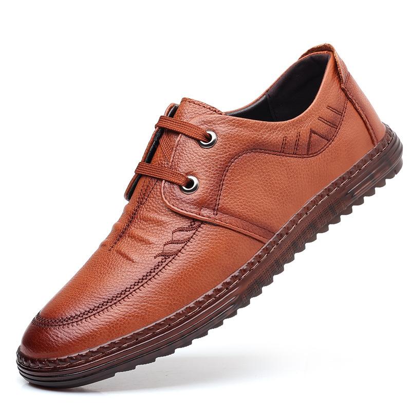 First layer cowhide men's shoes business casual shoes spring and summer breathable beef tendon sole genuine leather driving shoes men's leather shoes 