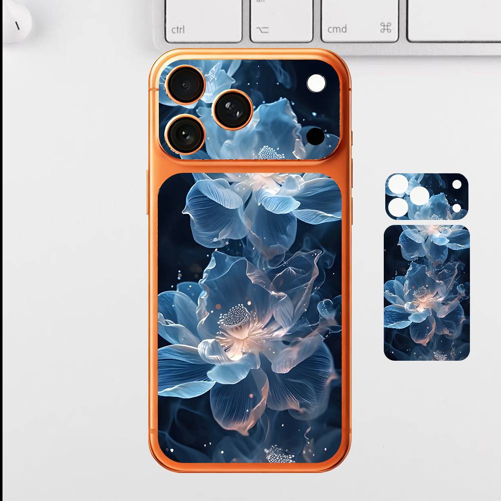 

Светящиеся цветы Однотонная наклейка-скин для iPhone 17 Pro Max Задняя пленка Чехол-обертка Защита от царапин Прочная наклейка iPhone17pro
