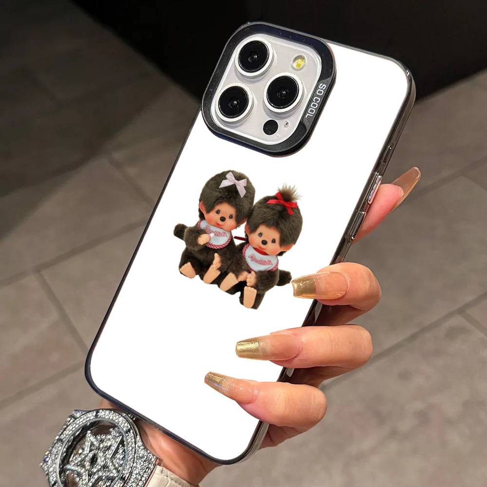C-Cute monchhichis Phone Case For iPhone 17,16,15,14,13,12,11 Plus,Pro Max,XS,Colored Silver Plated Inside Cover iPhone12PRO