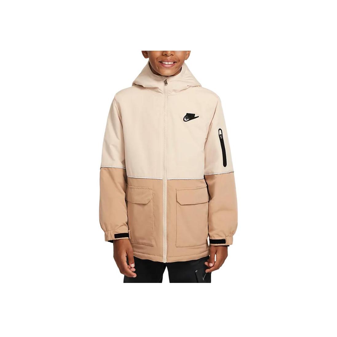 

Nike Just Do It Повседневная спортивная удобная куртка с капюшоном на молнии Детские куртки Песочно-белый HQ7172-126 XS