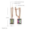 Rose Gold Color Drop Earrings For Women Unusual Square Colourful Natural Zircon Accessories Daily Fine Jewelry