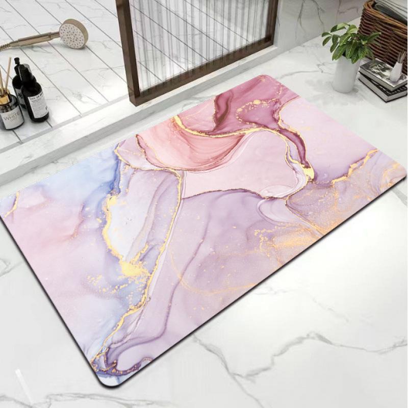 Nordic Style Marble Pattern Diatom Mud Bath Mat - Non-slip, Water-Absorbent, Quick-Drying, Wear-Resistant Foot Mat