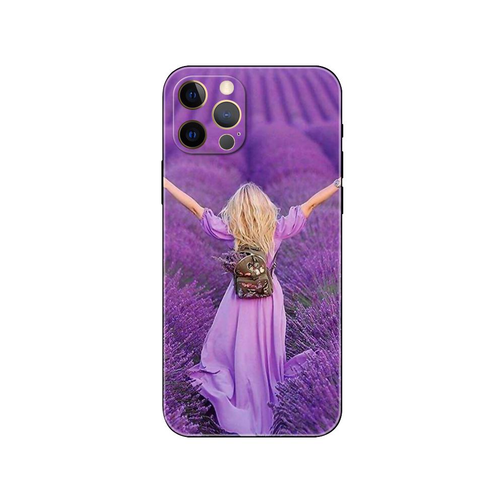 Etui na telefon lawendowy do iPhone'a 5 5s 2020 SE 6 6s 7 8 Plus X 10 XR XS 11 12 13 mini pro MAX czarne etui z tyłu z TPU