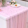 Pearl Table Runner, Pearl Tablecloth, Tulle Table Runner Chiffon Fabric for Wedding Decor, Birthday Party Dining Table Cover