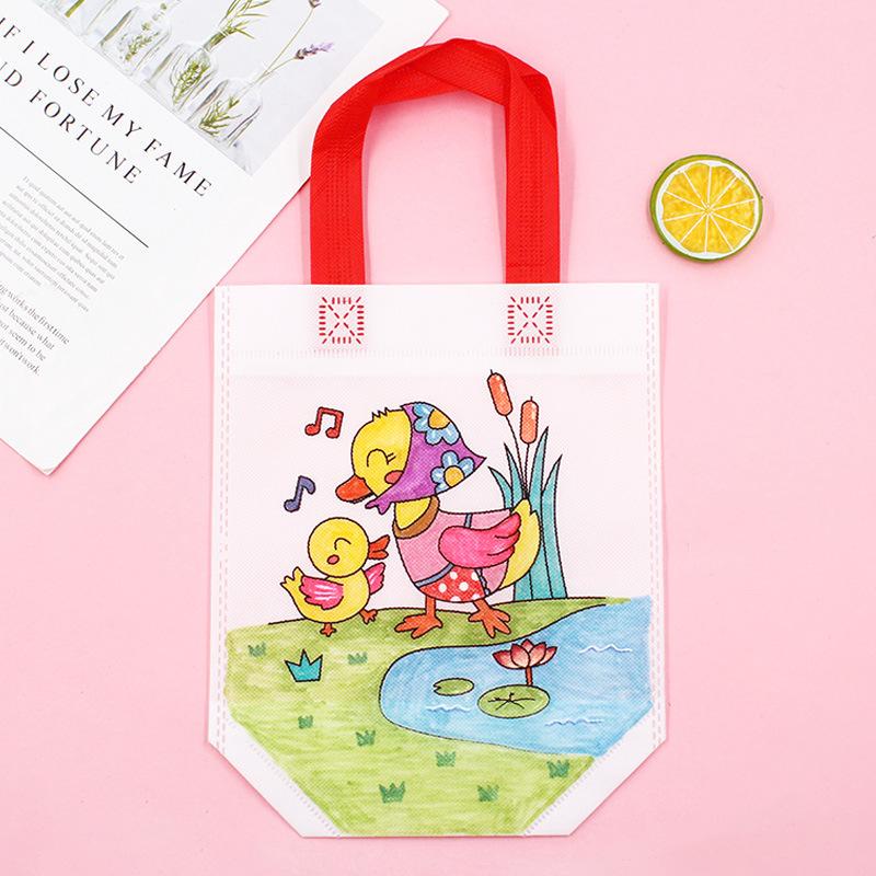 Non-Woven Graffiti Bag Diy Garbage Sorting Bag Children'S Hand-Painted Production Coloring Painting Handbag Material