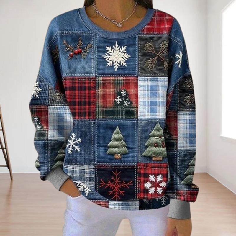 2026 European & American Christmas Print Round Neck Hoodie