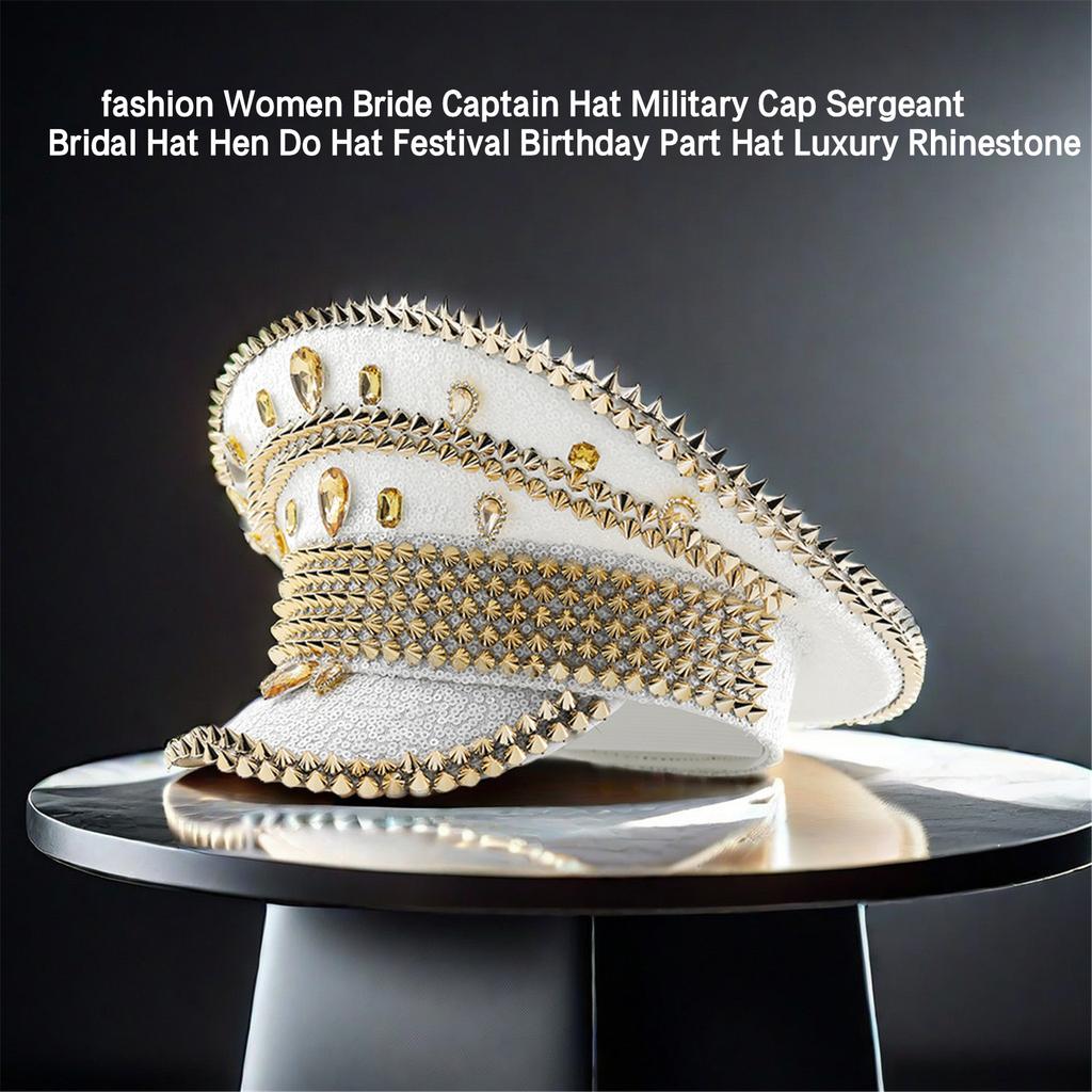 Sequins Captain Hat Crystal Sailor Hat for Disco House Cocktail Parties Vacation Sparkly Crystal for Comedian Actor