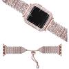 For Apple Watch Series 7 41mm Metall Perle Rhinestone Dekor Armbånd Smartklokkereim+Uthult PC Klokkedeksel